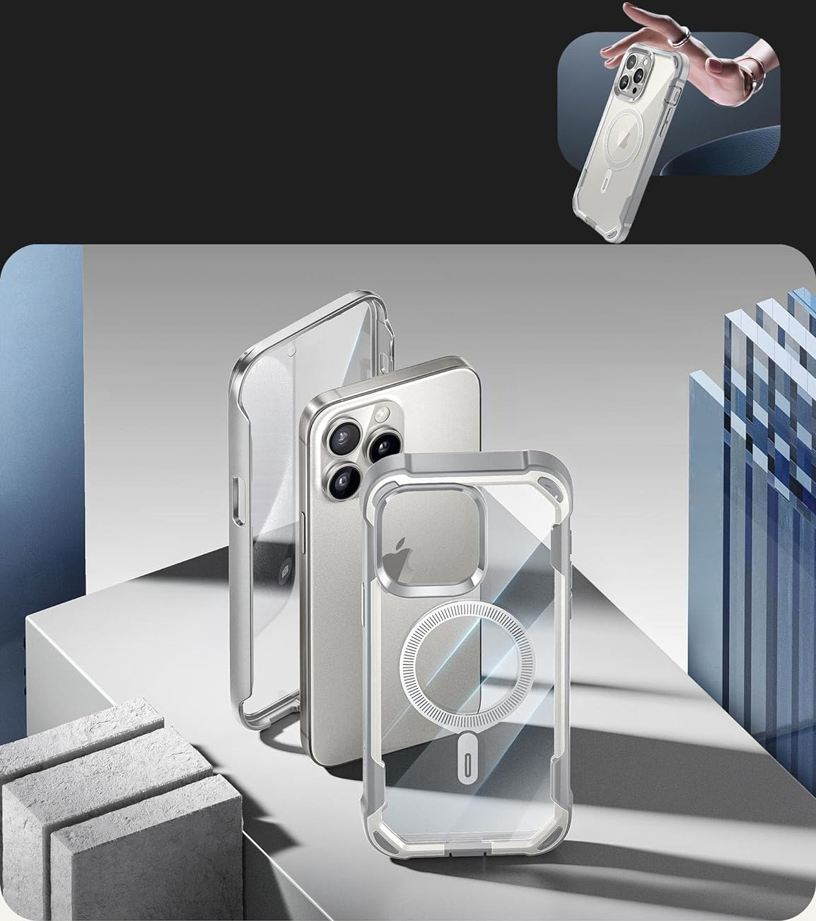 Etui Supcase i-Blason Ares Mag z MagSafe do iPhone 15 Pro, białe